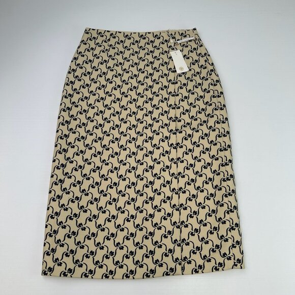 Tory Burch Skirt Women 12 Twill Crepe Wrap Floral 32x32.5 Zip Work Party Core Ne - Picture 1 of 16